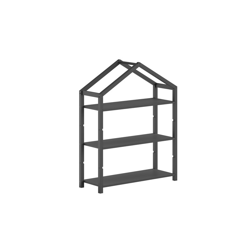 141cm H X 111cm W Solid Wood Standard Kids Bookcase, Black