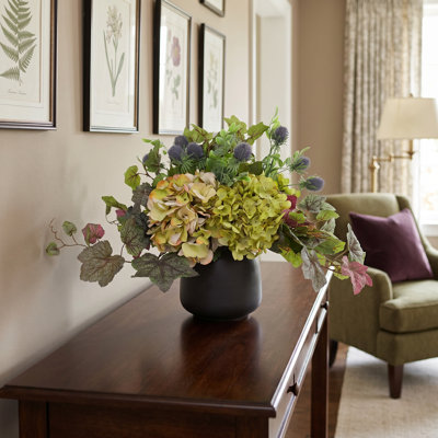 Hydrangea and Begonia Arrangement in Fiberstone Vase