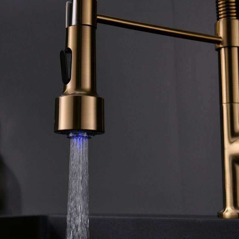 Gold Single Handle Lever Kitchen Sink Faucet With Pull Down , 360 Rotation, Stream And Spray Functions For Modern, Contemporary Kitchens, Sinks, Faucets, Appliances, Accessories Decorative Purposes