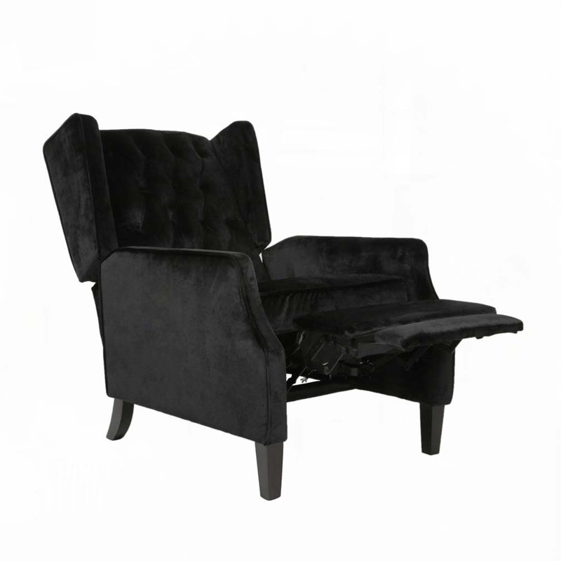 26.75" Push Back Recliner Armchair with Wingback, Black