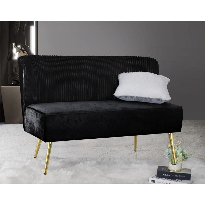 Maleka Loveseat, Black, 32.3" H x 57.1" W x 27.2" D