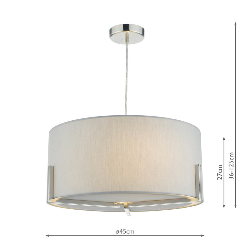 Dayanara 3 - Light Drum Pendant, Grey/Chrome