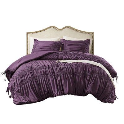 Purple, 3Pcs King Comforter , Design, Ties, Soft And Fluffy, Microfiber, All Comfort, , Easy Machine Cleaning , Snuggling, Effortless Maintenance