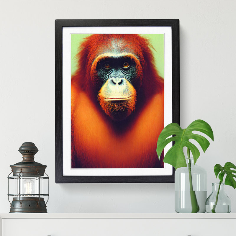 Orangutan Portrait Vol.3 - Picture Frame Print, 64cm H x 46cm W x 2cm D, Walnut