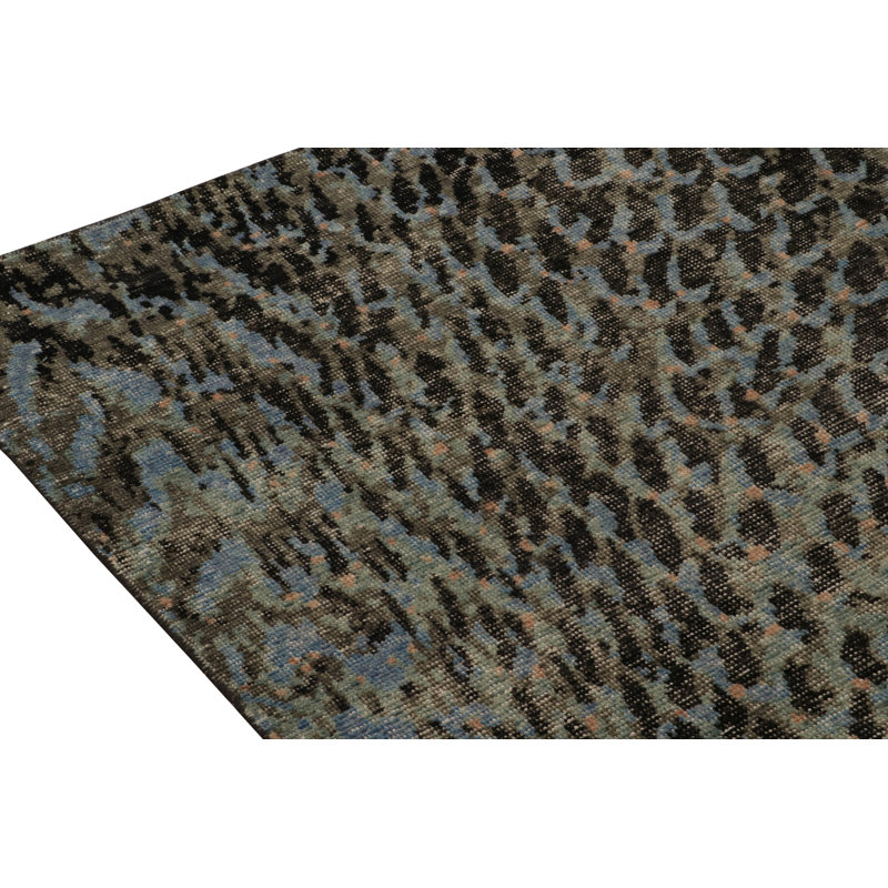 Distressed Homage Hand Knotted Wool Geometric Area Rug, Rectangle 9' x 12'