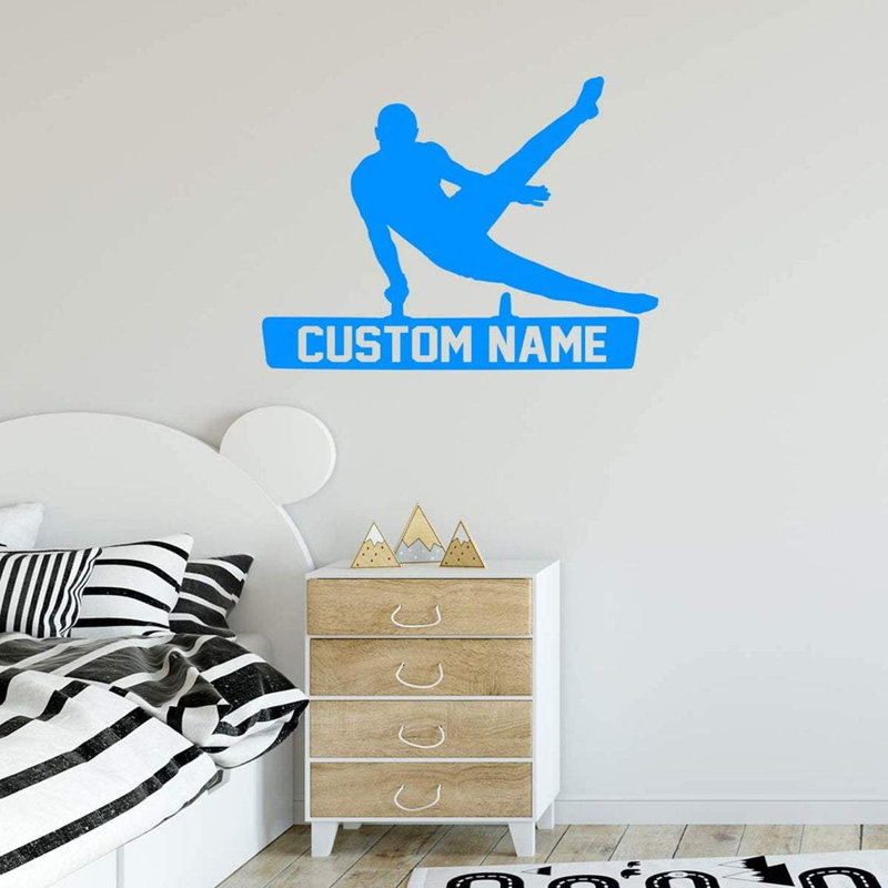 Adhésif décoratif Trinx Gymnastic avec nom personnalisé - CS44, Bleu ciel, H 17 po x l 22 po