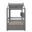 Lit simple en bois sur le thème de la maison avec 2 tiroirs, incluant une étagère de rangement-81332373