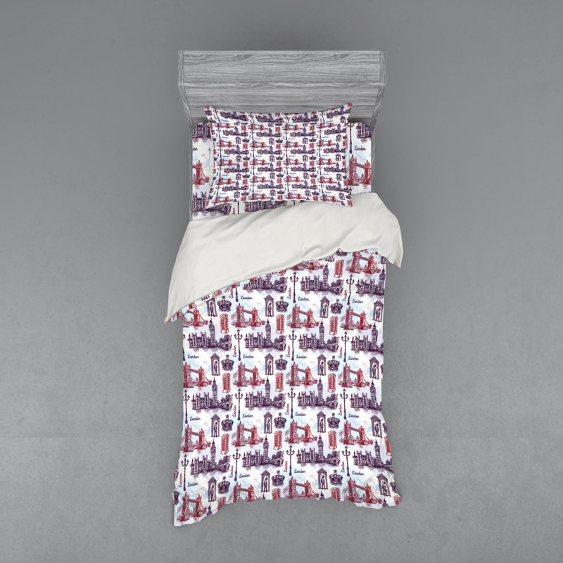 London Eclectic Polyester Geometric Shapes Duvet Cover, Twin Duvet Cover + 2 Additional Pieces