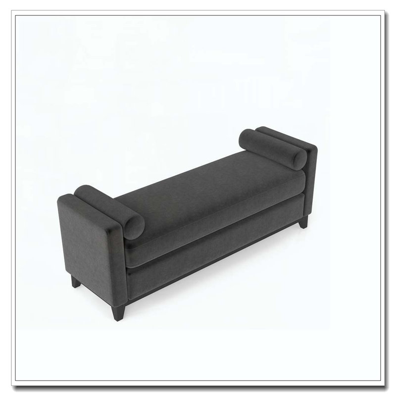 Banc rembourré en bois massif, 66.34 inch, Black-1