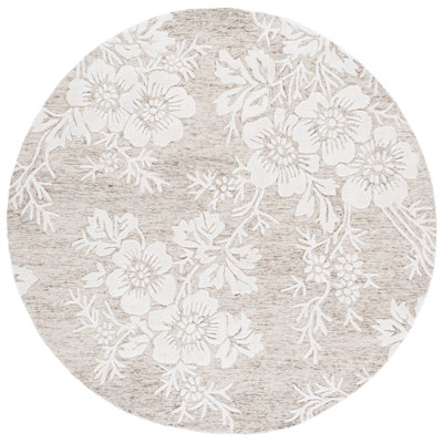 Glamour 151 Hand Tufted Wool/Cotton/Viscose Floral Rug in Brown/Ivory