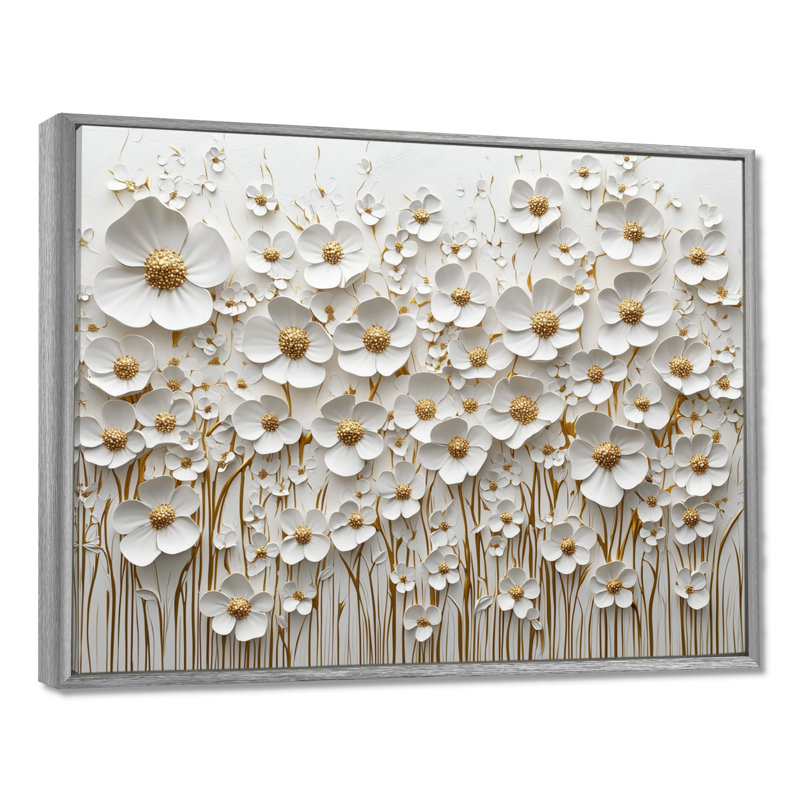 «Monteco Orchid White Tree Garden of Branches II - Wildflowers», reproduction d'art sur toile encadrée, H 12 po x l 20 po