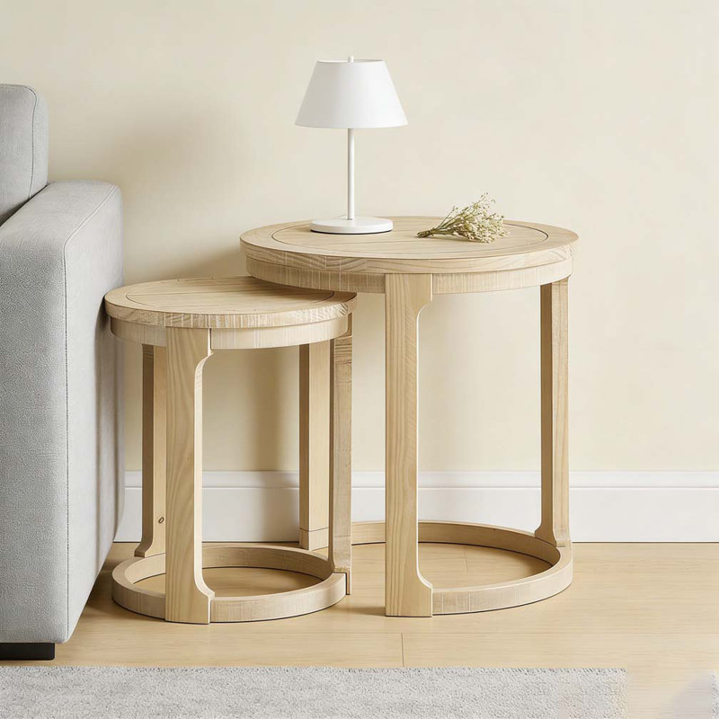 Ensemble de tables rondes 24 "2PCS, Chêne