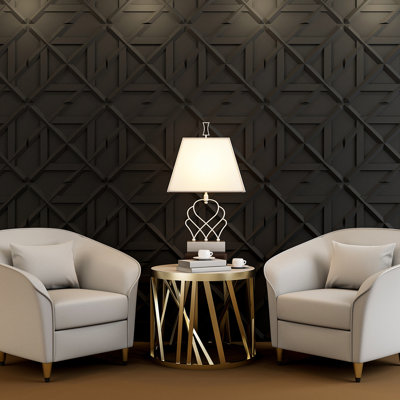 19.7" x 19.7" PVC 3D Wall Paneling,Decorative Wall Tile for Interior Decor (32 Sq.ft./Case))