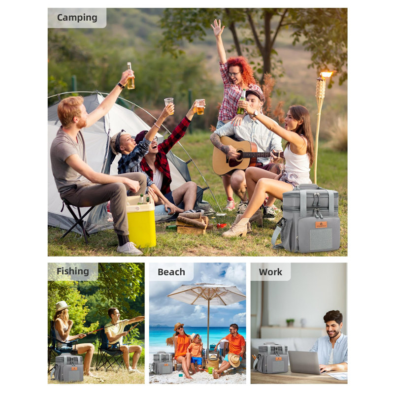 Boîte à lunch tactique 16L pour adultes, sac isotherme avec sangle d'épaule, sac à lunch robuste pour le travail, le pique-nique, le camping et les voyages, capacité de 20 canettes