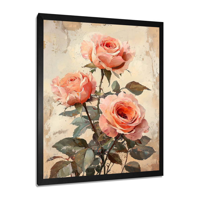 Morales - Décoration murale florale, H 32 po x l 16 po, Noir, noir, noir, noir, Reproduction encadrée d'une seule photo