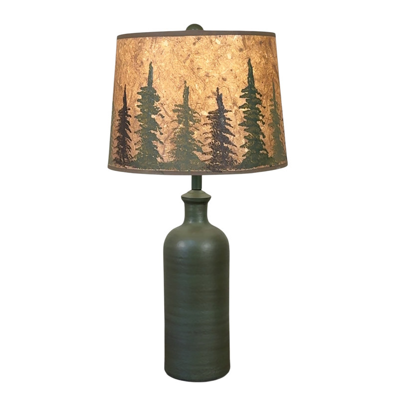 LAMPE D'APPOINT À VERRE À FEUILLES, H 27,5 po x l 14 po x P 14 po, Vert