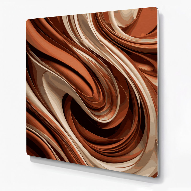 Abstraction numérique 2, art mural en métal brun, H 8 po x l 8 po