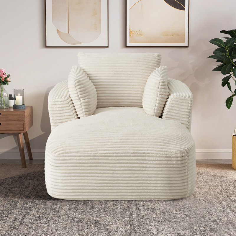 Canapé de 65 po sans os avec compression, méridienne intérieure, canapé rembourré en velours côtelé, canapé-lit Cloud, fauteuil de lecture surdimensionné pour le salon, aucun assemblage requis