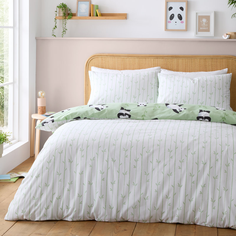 Panda Paws Reversible Duvet Cover Set, Single Duvet Cover Set + 1 Standard Pillowcase