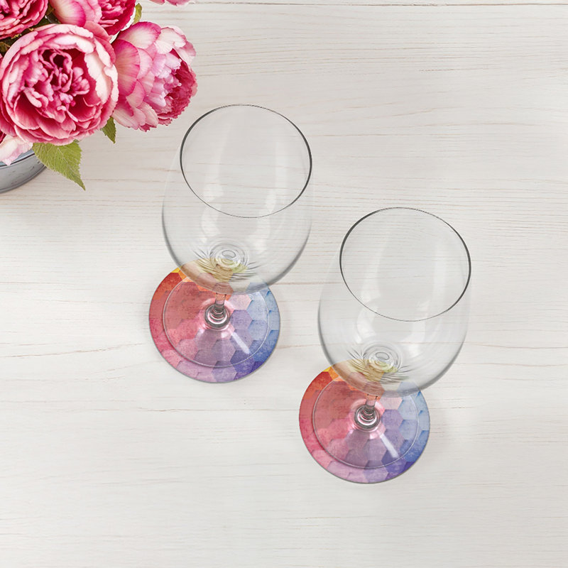 Sous-verres ronds Hex, Rouge / orange / bleu