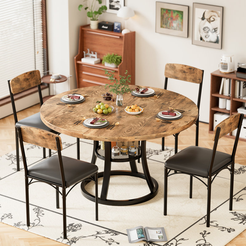 Ensemble de table de salle à manger ronde pour table de cuisine de 4,42 po et chaises pour 4 personnes
