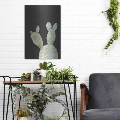 Art mural en métal luxueux «Happy Cactus III» par Cindy Jacobs, art mural en métal, 24 po x 36 po