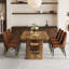 Ensemble de table de salle à manger 64,5 "en bois de ferme avec pieds en piédestal et chaises rembourrées-114486989-114486991
