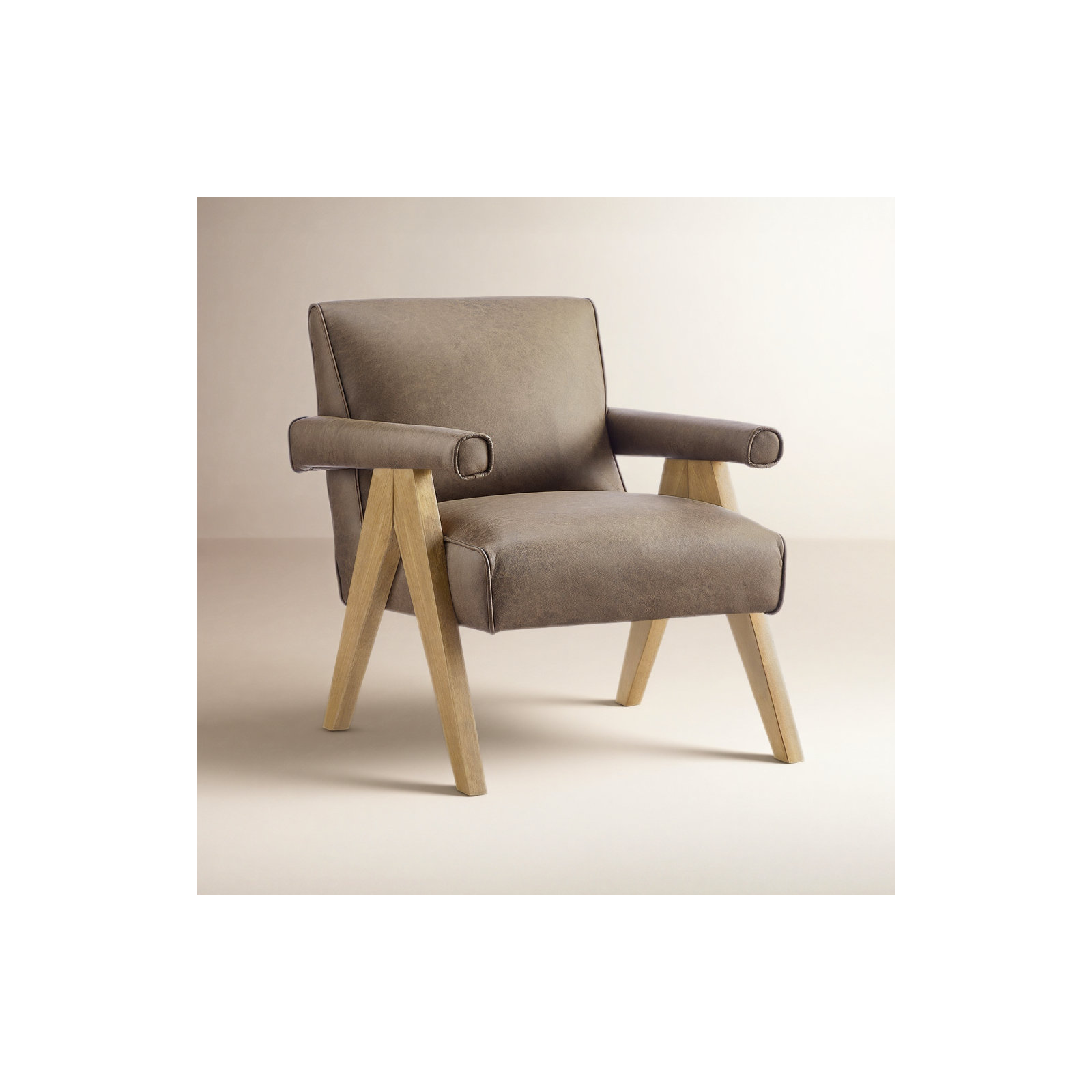 Ophelia Vegan Leather Arm Chair, Earth Vegan Leather