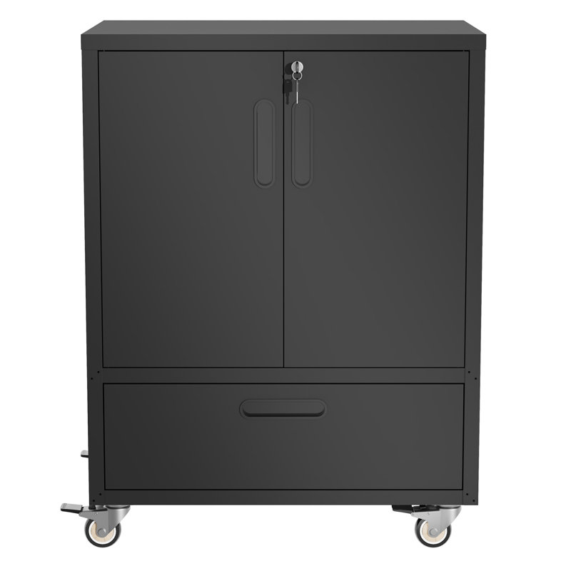 Tool Cart With Wheels, Mobile Tool Cabinet With Lockable Casters & Drawer