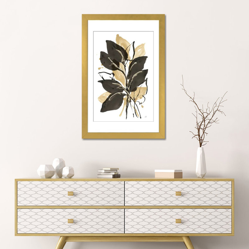 Natural Leaves II, Gold Open Corner Frame Paper, 24" H x 16" W x 1" D