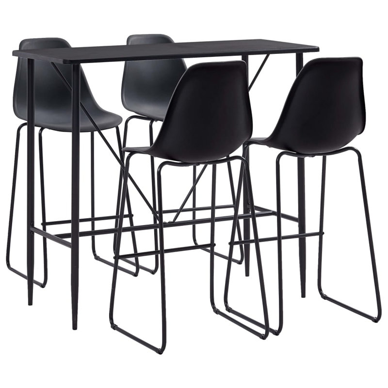 Winget 4 - Person Dining Set, Black, Black