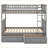 Twin Over Twin Solid Pine &amp; MDF Convertible Bunk Bed with Drawers Gray – No Box Spring Needed for Guest Room-365055331-365055330