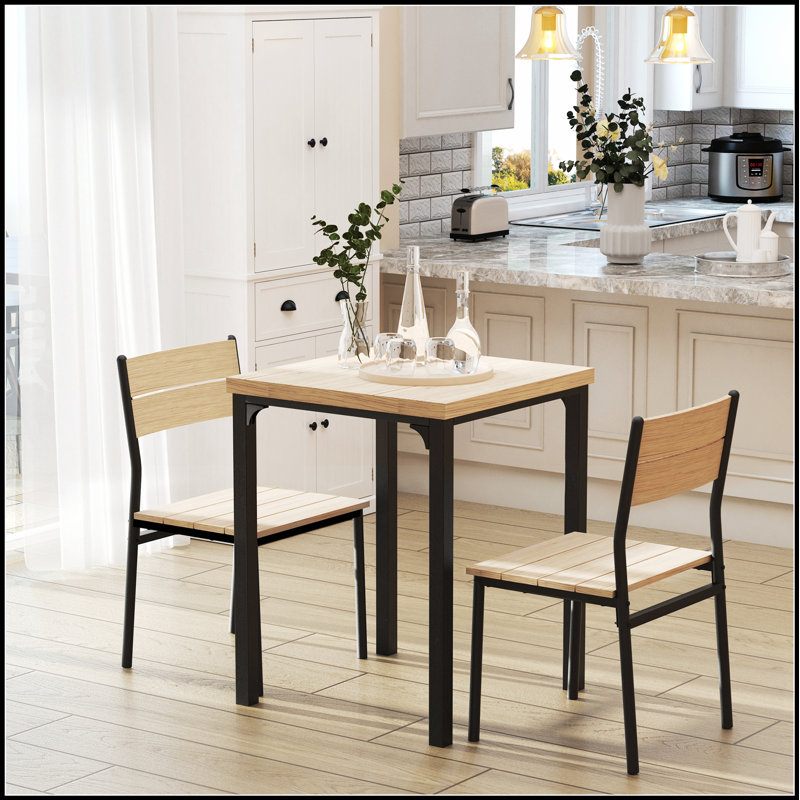 Ensemble de table de salle à manger compacte 3 pièces avec tabourets, idéal pour les petits espaces et les appartements modernes, conception peu encombrante