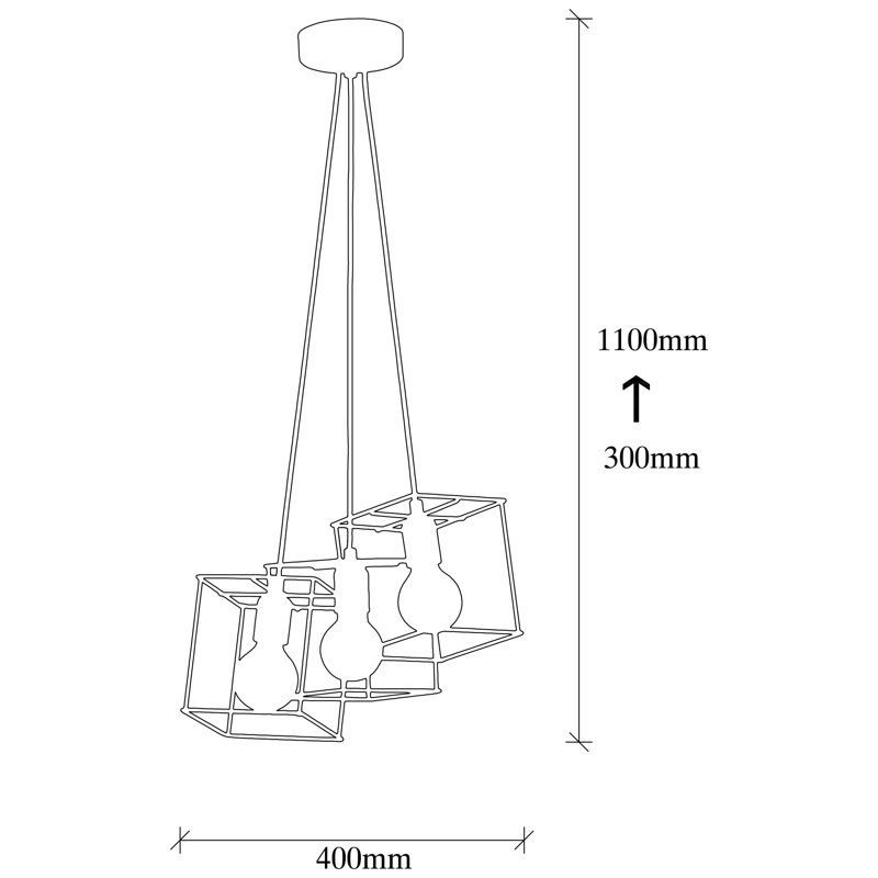 Luminaire suspendu rectangulaire à 3 lumières Akram