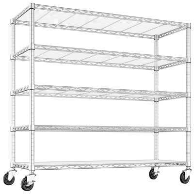 Nesat 60'' W Steel Height -Adjustable Shelving Unit with Wheels
