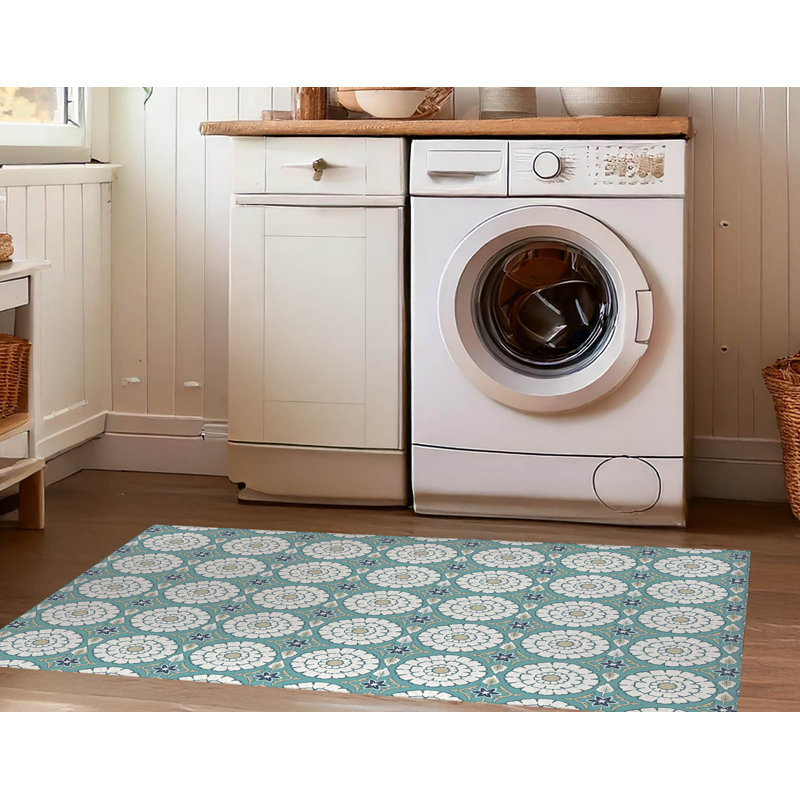 Tapis de blanchisserie antidérapant Lexi, 25 "L x 4 "H, Blue Floral