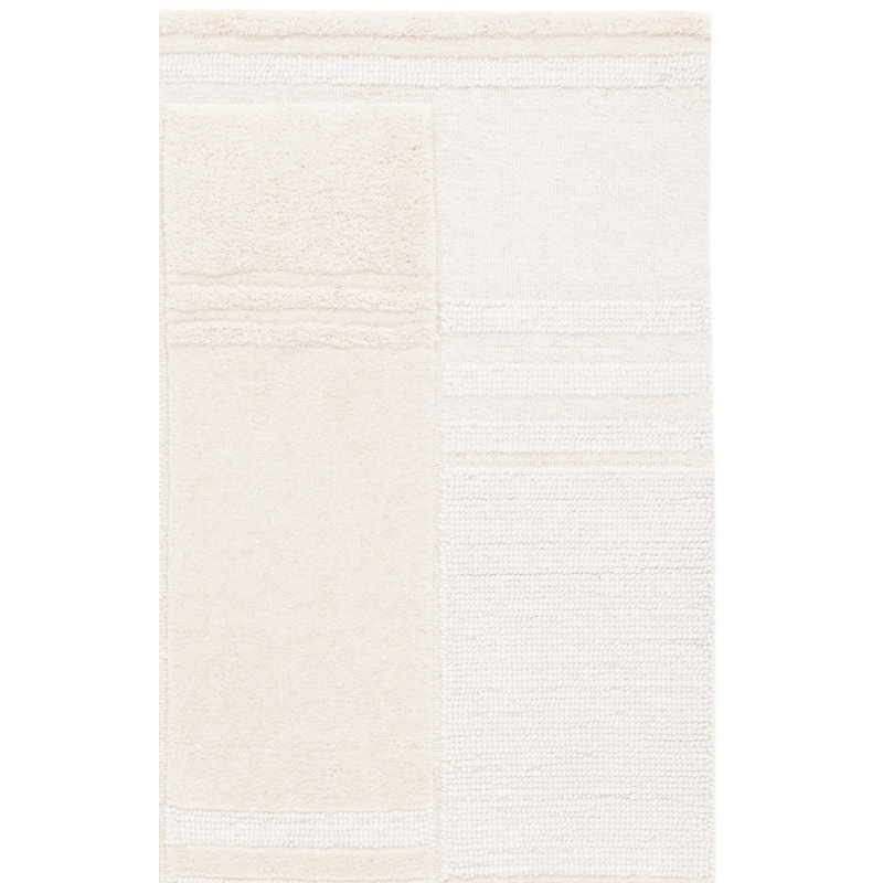 Manhattan Hand Tufted Wool Cotton Geometric Rug in Ivory/Beige, Rectangle 4' x 6'