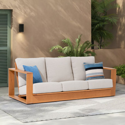 Outdoor Eucalyptus Patio Sofa With Cushions