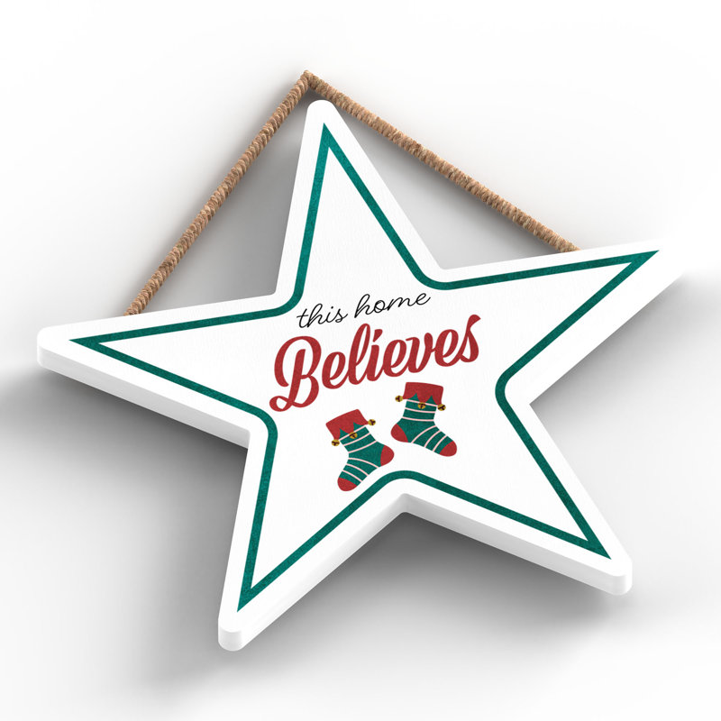 Xmas This Home Believes Wooden Star Plaque