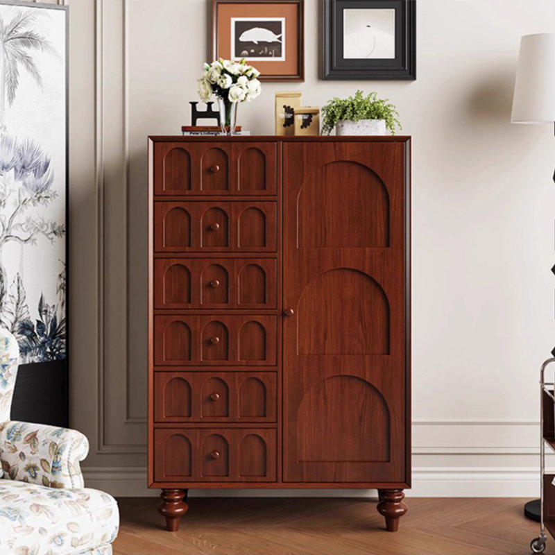 Armoire de rangement à entrée simple de style médiéval, Brun