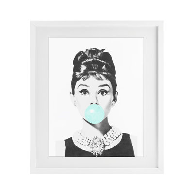 «Retro Glam Bubble Gum Woman», reproduction encadrée sous verre, conception de Svetlana Aleynikova