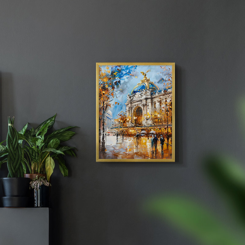Paysages de la série CCIVI - reproduction encadrée de qualité supérieure - prête à être accrochée - aucun clou requis, Doré