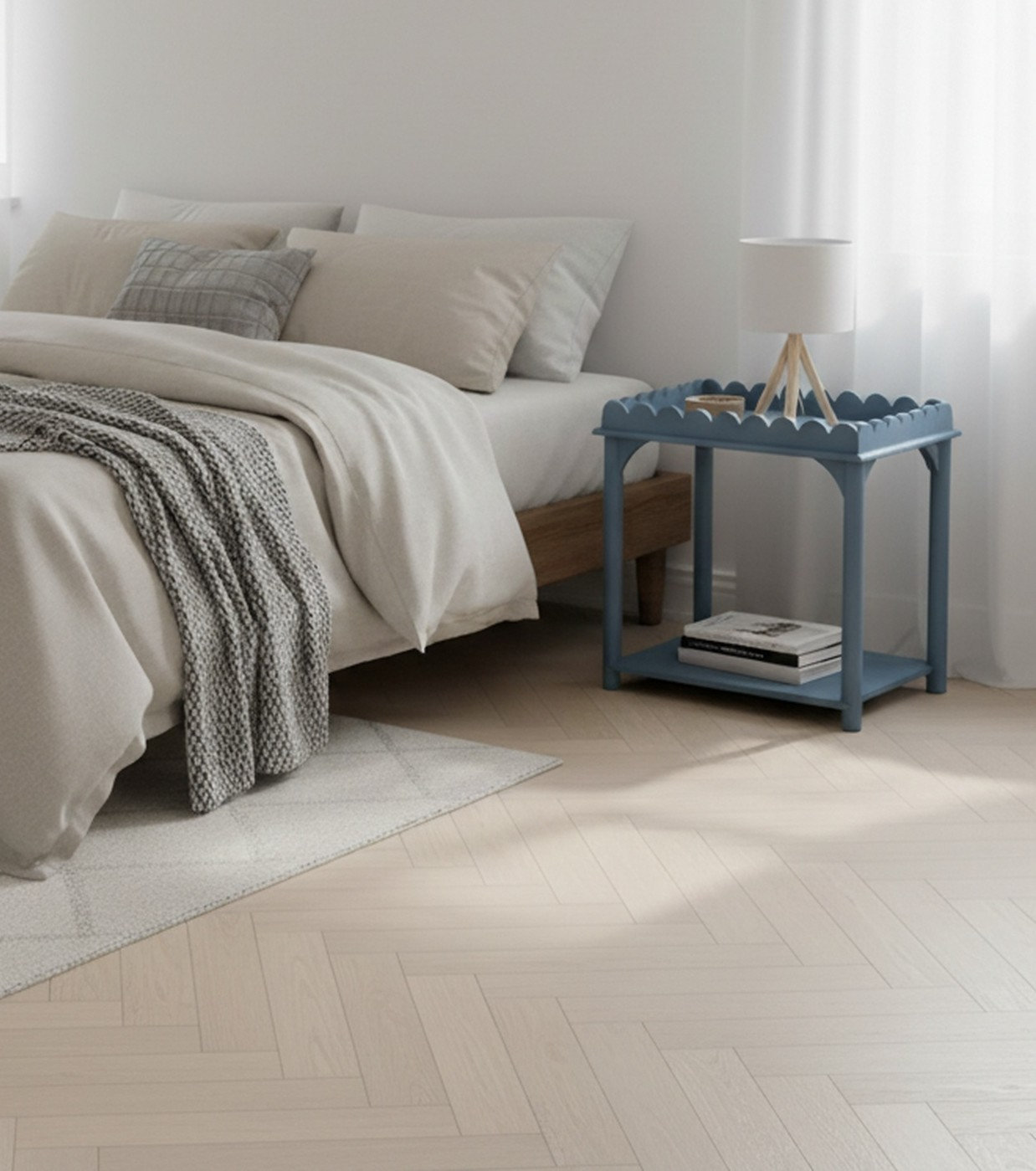 Madeline 24" Mango End Table, Light Blue