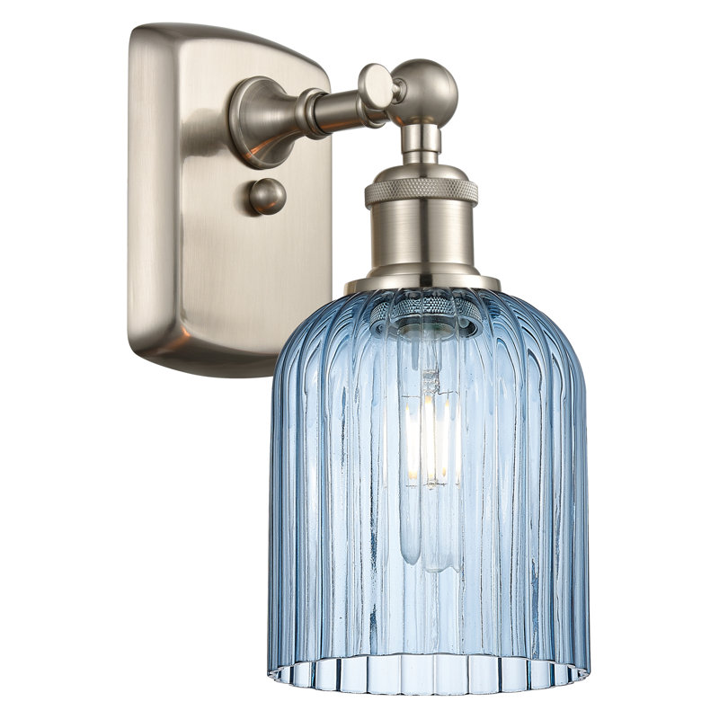 Applique à bras en acier Northgate, Nickel satiné, Bleu princesse