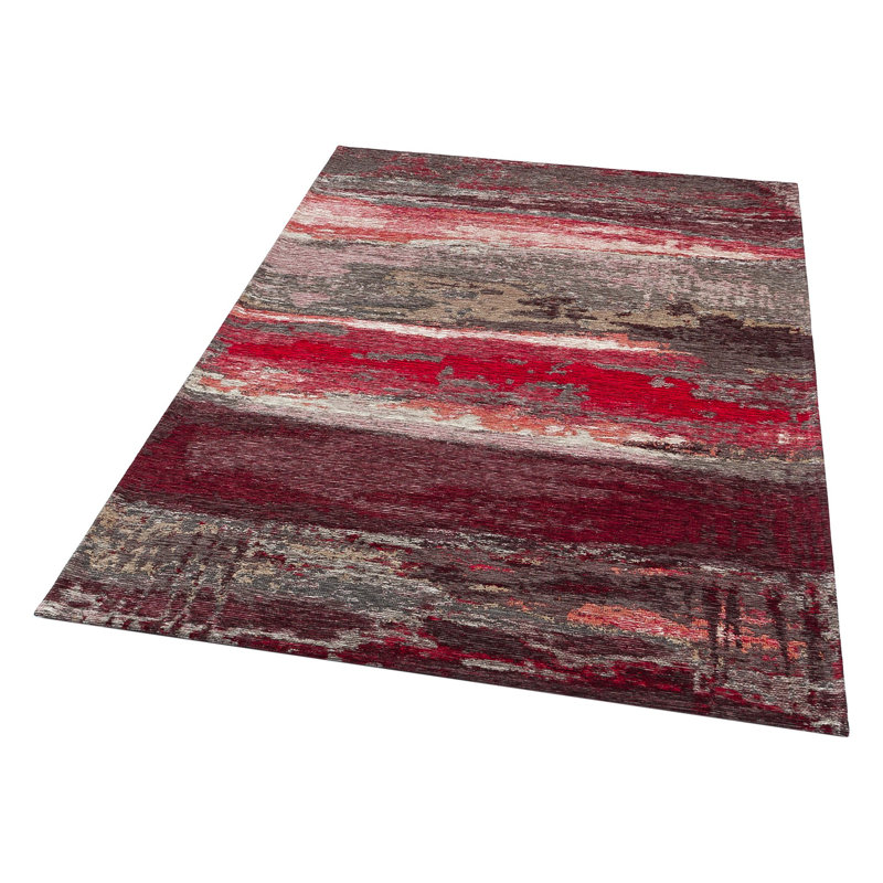 Tapis abstrait gris tissé à la machine Keeling, Tapis de couloir 2 pi 7 po x 9 pi 10 po