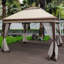 Pavillon de jardin extérieur 11 pi x 11 pi, structure en acier - plateau à café, filet en filet amovible pour la cour, le camping, cadre de parois latérales à double couche pour auvent de mariage, jardin d'eau, camping