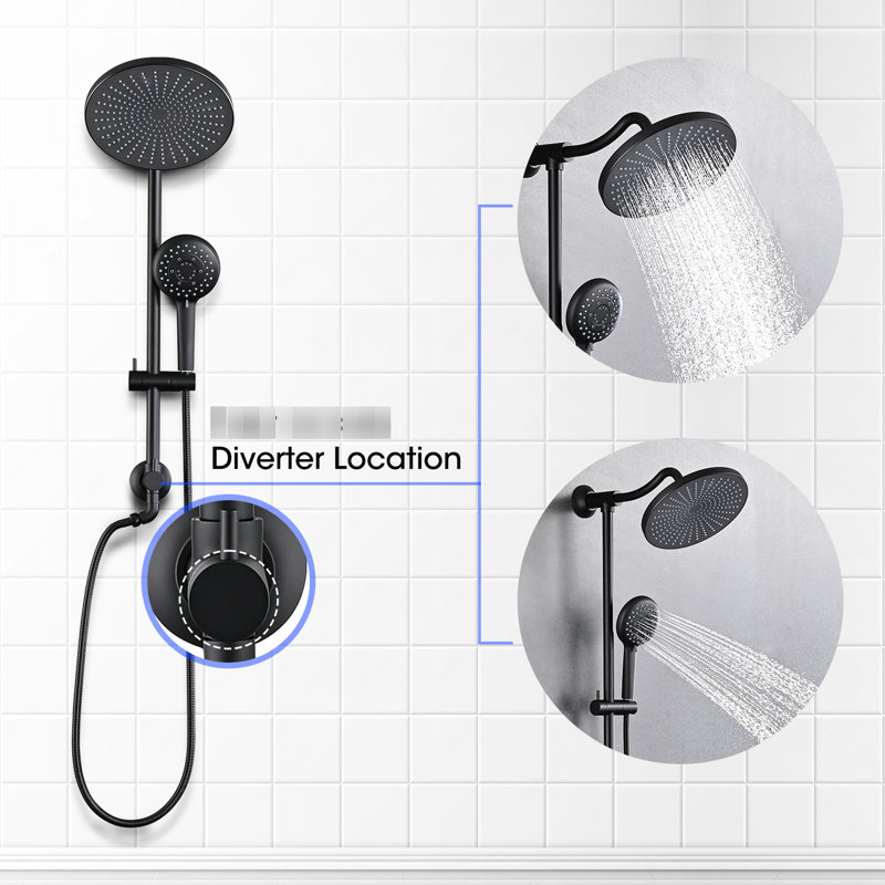 Matte Black Dual Shower Head Spa - 5-Setting Handheld System Wall Mounted 1.8 Gpm Adjustable Spray Resists Discoloration Hand Hose Length 59 In 5 Settings Corrosion & Scratch Included