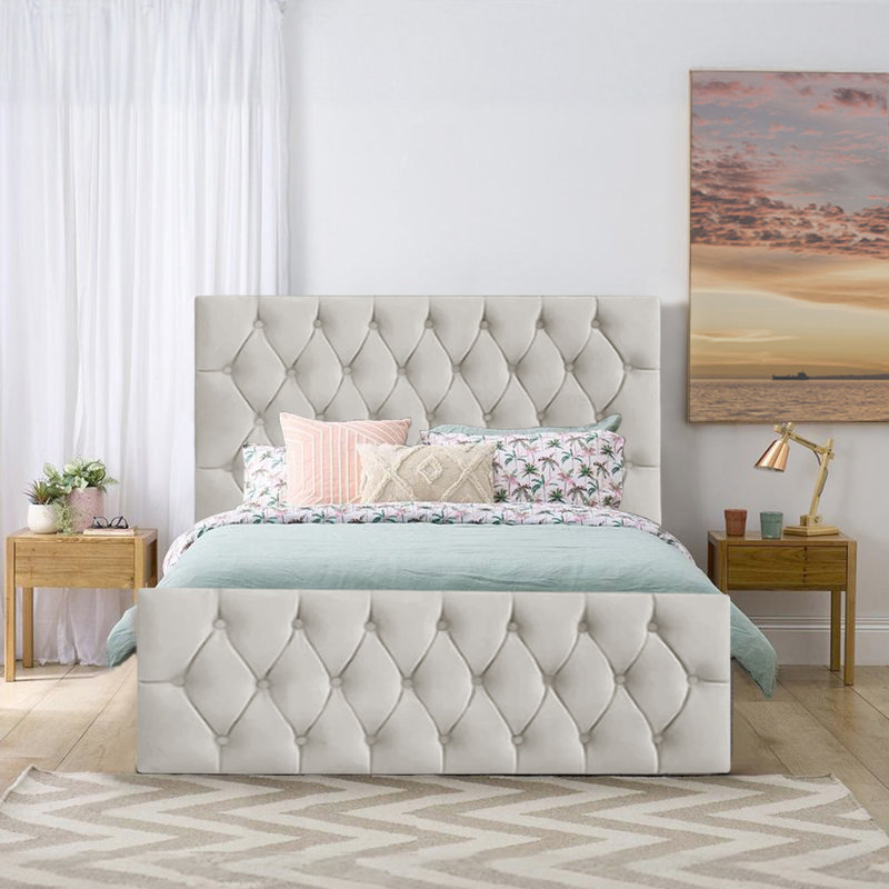 Daughtry Upholstered Ottoman Storage Bed, Double (4'6), Silver