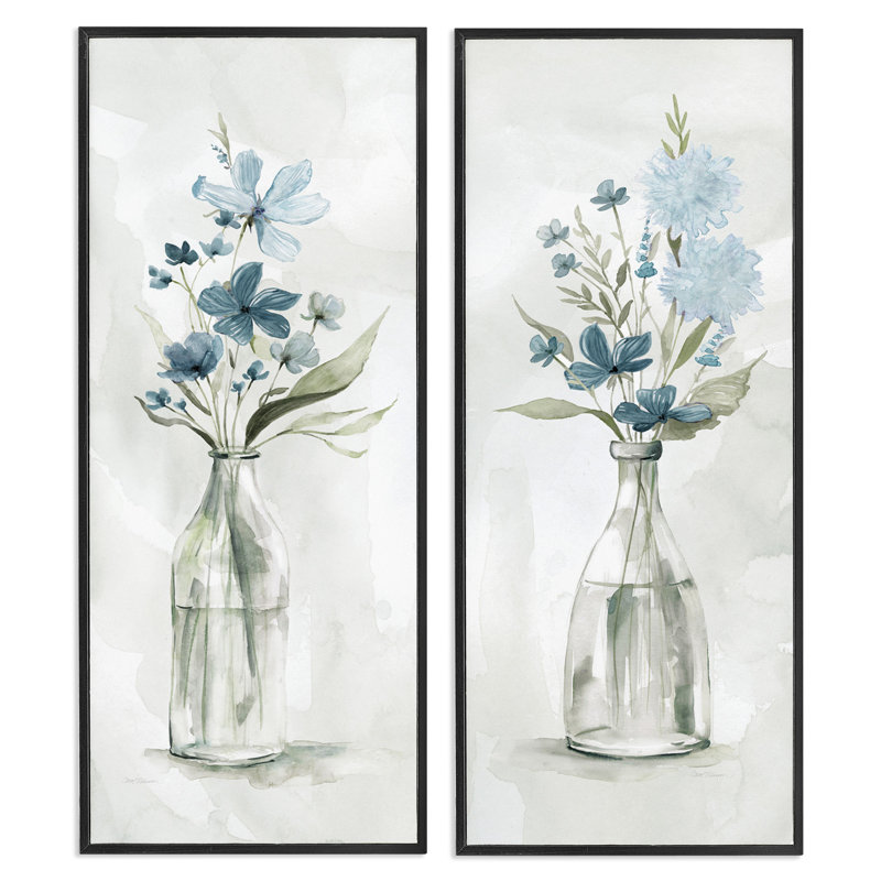 Élégant bocaux de fleurs lilas indigo à l'aquarelle douce et légèreCarol Robinson, H 10 po x l 24 po