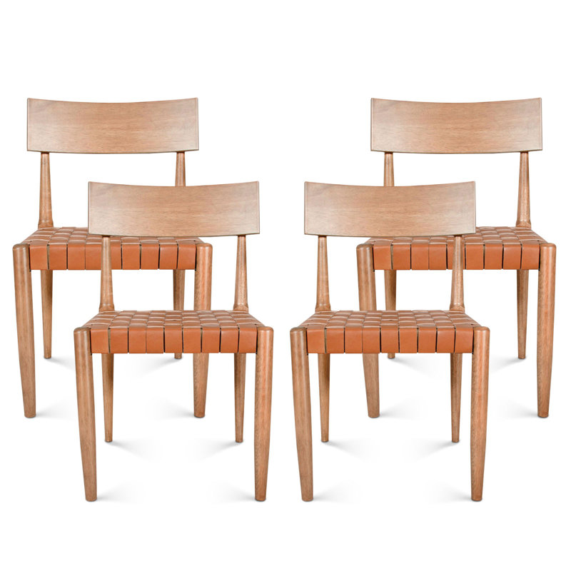 Chaise en cuir véritable Wogina, Brun clair